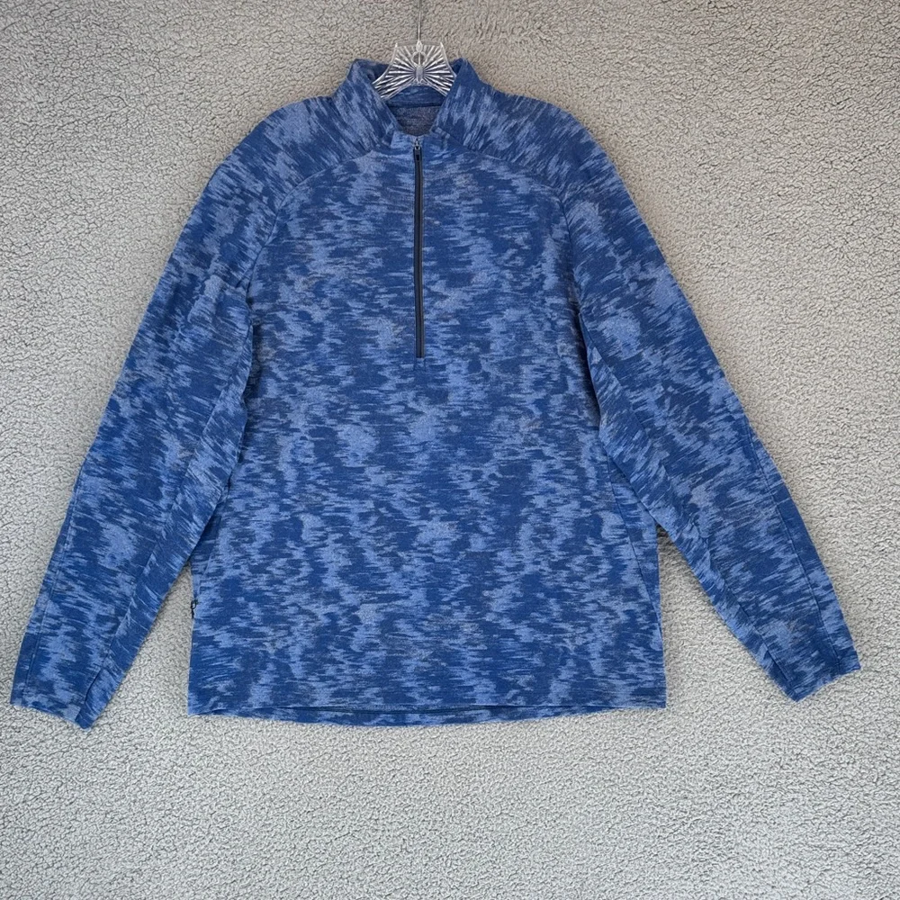 Lululemon Blue camouflage quarter zip mens XXL Pullover fleece shirt thumb holes - Picture 1 of 15
